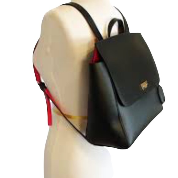 Kate Spade black and hot pink leather backpack purse